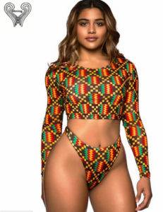 Assorted African Print Long-Sleeve Swimsuits That Ankh Life Swimwear