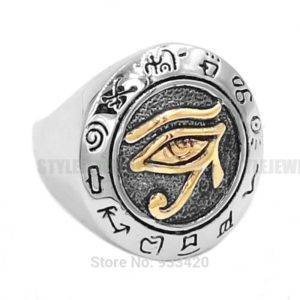 Sacred Eye of Horus 2-tone Ring That Ankh Life Featured Rings