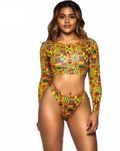 Assorted African Print Long-Sleeve Swimsuits That Ankh Life Swimwear