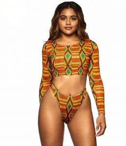 Assorted African Print Long-Sleeve Swimsuits That Ankh Life Swimwear