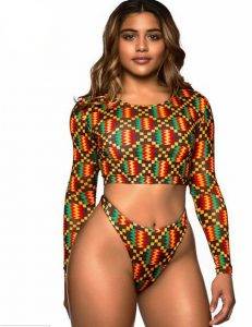 Assorted African Print Long-Sleeve Swimsuits That Ankh Life Swimwear