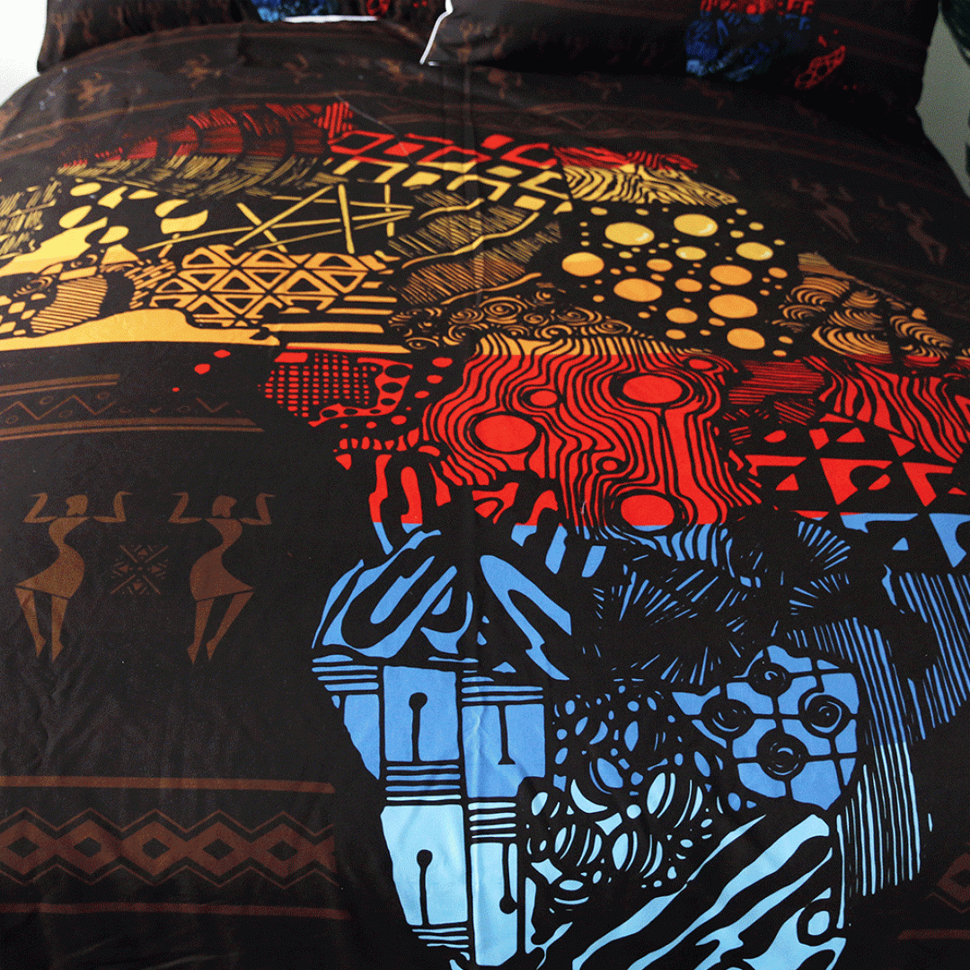 Colorful African Map Bedding 3 Piece Set That Ankh Life Decor